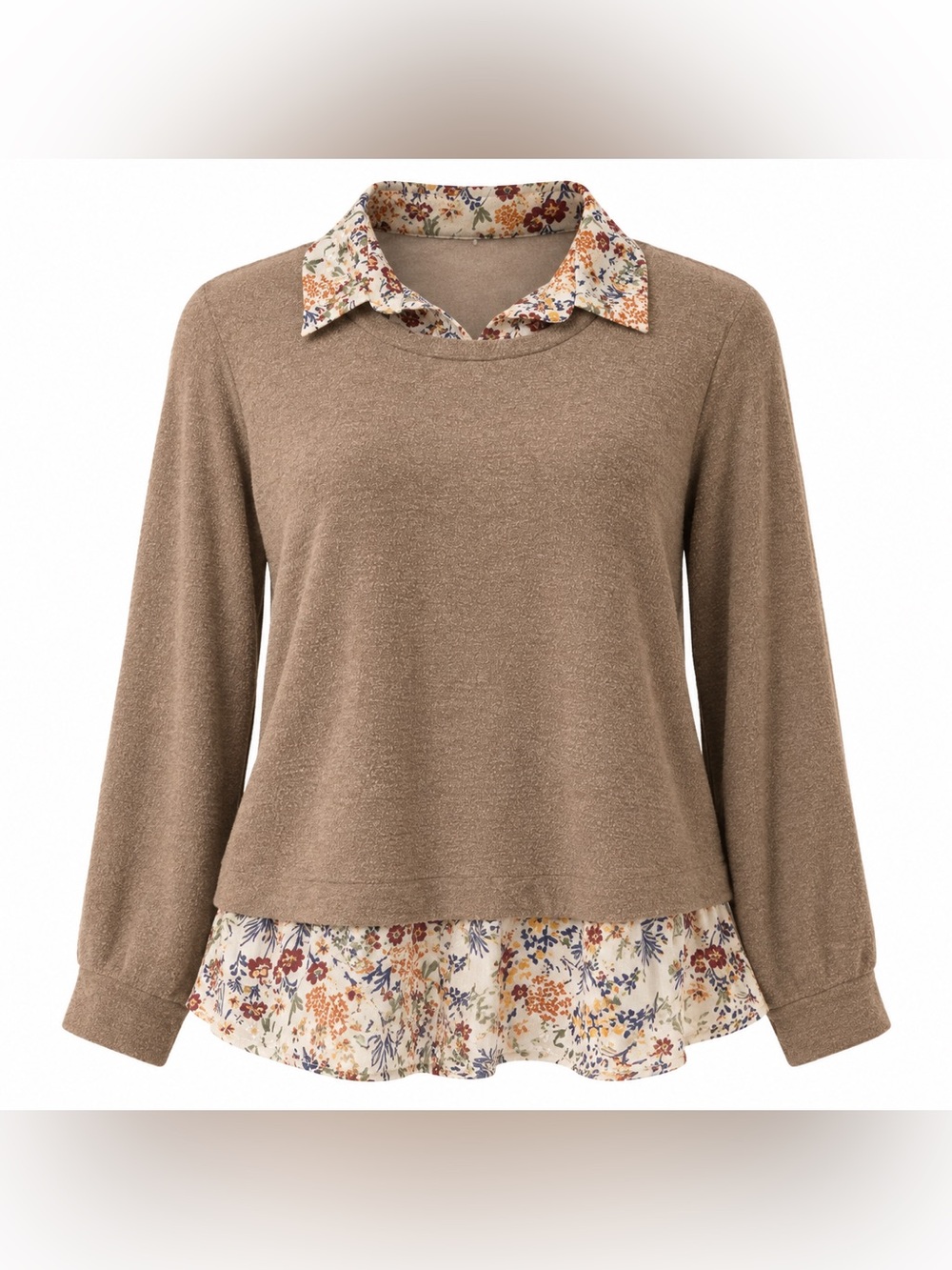 Faith and Joy Layered Floral Sweater Top Women’s Large Boho Cottagecore